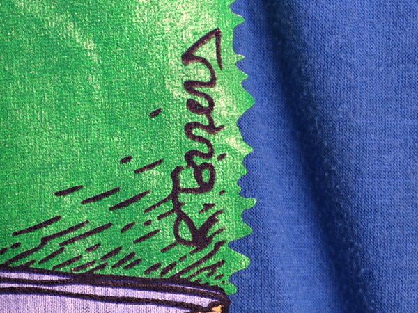 90s USA製 ジョーク キャラクター イラスト プリント Tシャツ メンズ L 古着 オールド グラフィック フィッシング シングルステッチ アート