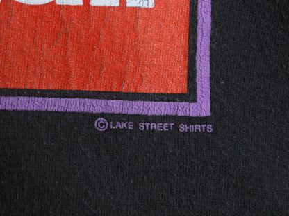 90s ジョーク メッセージ プリント Tシャツ メンズ L 程/ 古着 オールド グラフィック シングルステッチ ヘビーウェイト コットン ブラック