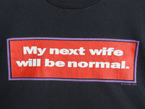 90s ジョーク メッセージ プリント Tシャツ メンズ L 程/ 古着 オールド グラフィック シングルステッチ ヘビーウェイト コットン ブラック