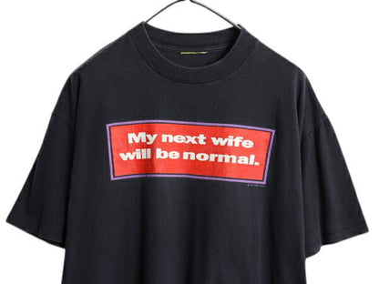90s ジョーク メッセージ プリント Tシャツ メンズ L 程/ 古着 オールド グラフィック シングルステッチ ヘビーウェイト コットン ブラック
