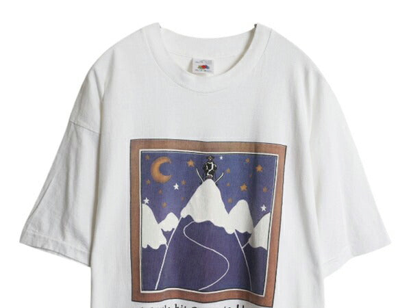 90s キャラクター アート イラスト プリント Tシャツ メンズ XL オールド グラフィック アニマル スキー シングルステッチ 大きいサイズ 白