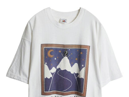 90s キャラクター アート イラスト プリント Tシャツ メンズ XL オールド グラフィック アニマル スキー シングルステッチ 大きいサイズ 白