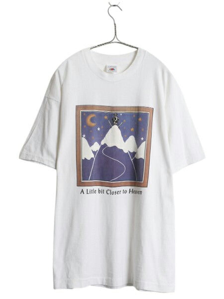 90s キャラクター アート イラスト プリント Tシャツ メンズ XL オールド グラフィック アニマル スキー シングルステッチ 大きいサイズ 白