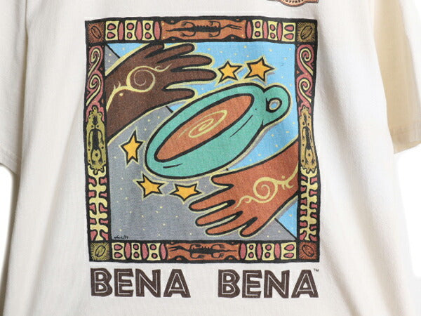 90s 企業物 アート イラスト プリント Tシャツ メンズ L / オールド グラフィック コーヒー ヘビーウェイト ナチュラル カットソー 当時物