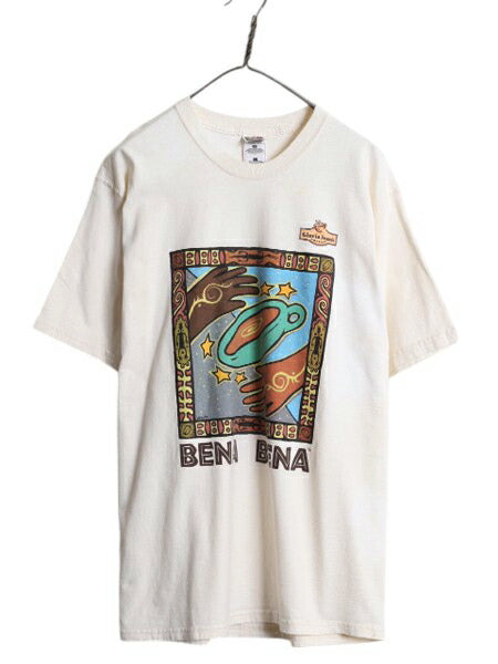 90s 企業物 アート イラスト プリント Tシャツ メンズ L / オールド グラフィック コーヒー ヘビーウェイト ナチュラル カットソー 当時物