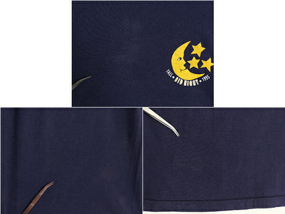 90s USA製 イラスト 両面 プリント Tシャツ L / 古着 オールド カレッジ アート グラフィック 月 太陽 シングルステッチ ヘビーウェイト 紺