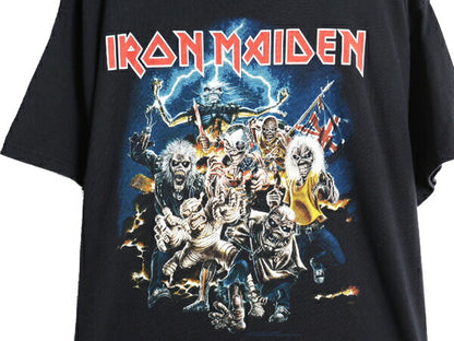 00s アイアンメイデン 両面 プリント Tシャツ メンズ XL / オールド イラスト グラフィック バンド メタル ロック スカル 大きいサイズ 黒