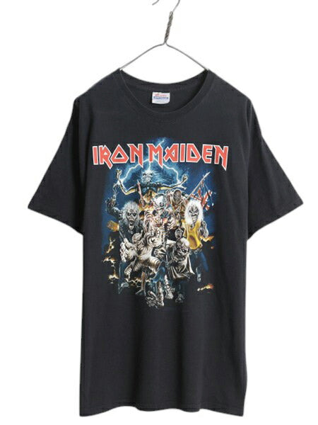 00s アイアンメイデン 両面 プリント Tシャツ メンズ XL / オールド イラスト グラフィック バンド メタル ロック スカル 大きいサイズ 黒