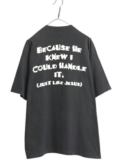 90s USA製 メッセージ 両面 発泡 プリント Tシャツ メンズ XL / 古着 オールド グラフィック ヘビーウェイト 大きいサイズ 黒 モノトーン