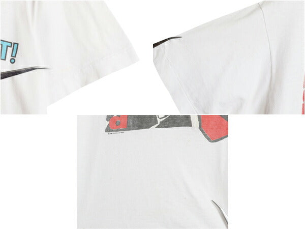 80s キャラクター イラスト プリント Tシャツ メンズ M 程 ヴィンテージ ジョーク パロディ グラフィック メッセージ シングルステッチ 白