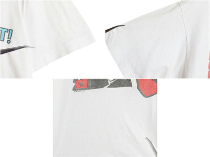 80s キャラクター イラスト プリント Tシャツ メンズ M 程 ヴィンテージ ジョーク パロディ グラフィック メッセージ シングルステッチ 白