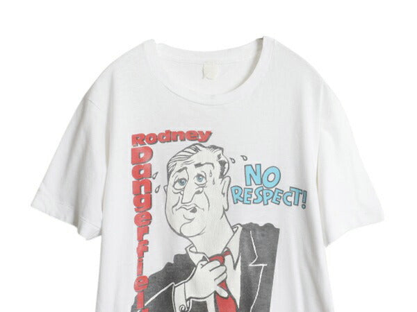80s キャラクター イラスト プリント Tシャツ メンズ M 程 ヴィンテージ ジョーク パロディ グラフィック メッセージ シングルステッチ 白