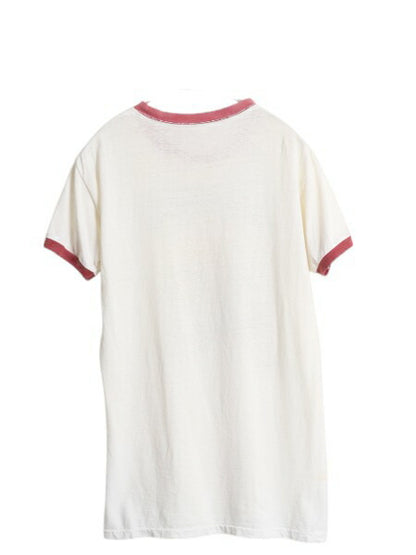 70s キャラクター イラスト 染込み プリント リンガー Tシャツ メンズ S レディース M ヴィンテージ アート グラフィック シングルステッチ