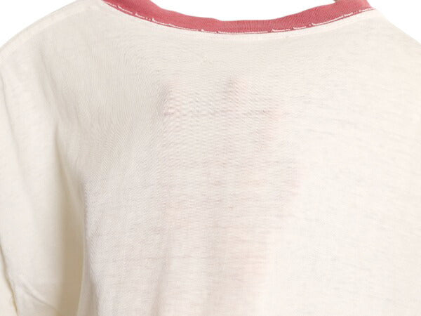 70s キャラクター イラスト 染込み プリント リンガー Tシャツ メンズ S レディース M ヴィンテージ アート グラフィック シングルステッチ