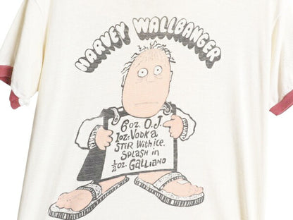 70s キャラクター イラスト 染込み プリント リンガー Tシャツ メンズ S レディース M ヴィンテージ アート グラフィック シングルステッチ