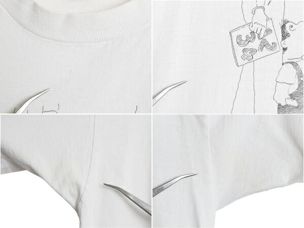 90s USA製 メッセージ イラスト 両面 プリント Tシャツ メンズ L オールド グラフィック キャラクター シングルステッチ ヘビーウェイト 白