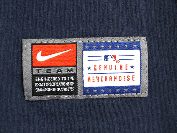 00s ナイキ ヤンキース プリント Tシャツ メンズ L オールド MLB オフィシャル スウッシュ ベースボール 大リーグ 野球 ヘビーウェイト 紺