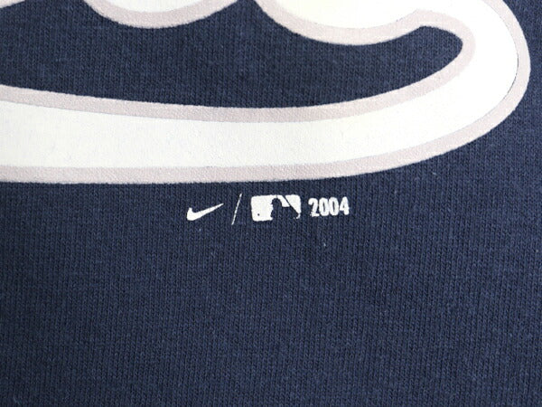 00s ナイキ ヤンキース プリント Tシャツ メンズ L オールド MLB オフィシャル スウッシュ ベースボール 大リーグ 野球 ヘビーウェイト 紺