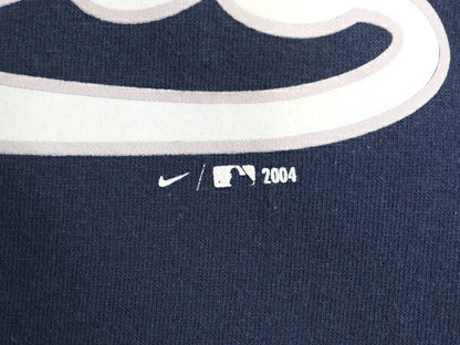 00s ナイキ ヤンキース プリント Tシャツ メンズ L オールド MLB オフィシャル スウッシュ ベースボール 大リーグ 野球 ヘビーウェイト 紺