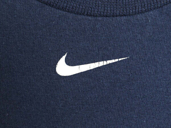 00s ナイキ ヤンキース プリント Tシャツ メンズ L オールド MLB オフィシャル スウッシュ ベースボール 大リーグ 野球 ヘビーウェイト 紺