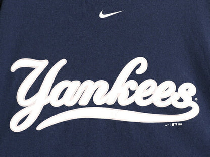 00s ナイキ ヤンキース プリント Tシャツ メンズ L オールド MLB オフィシャル スウッシュ ベースボール 大リーグ 野球 ヘビーウェイト 紺