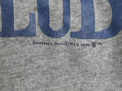 90s USA製 ヤンキース イラスト プリント Tシャツ メンズ L オールド 当時物 MLB オフィシャル シングルステッチ 大リーグ ベースボール 灰