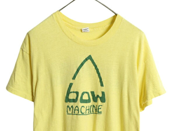 70s USA製 両面 イラスト プリント Tシャツ XL 小さめ メンズ L ヴィンテージ グラフィック シングルステッチ ヘインズ 黒タグ カットソー
