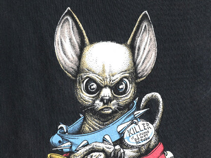 90s USA製 ■ LIFEFORMS アニマル ネズミ イラスト プリント 半袖 Tシャツ ユース XL メンズ M 程/ 古着 90年代 オールド キャラクター 黒