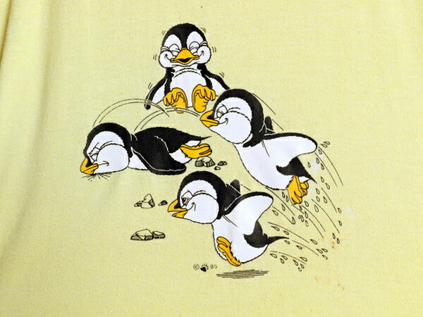 80s USA製 ペンギン キャラクター イラスト プリント Tシャツ M 小さめ メンズ レディース S ヴィンテージ グラフィック シングルステッチ