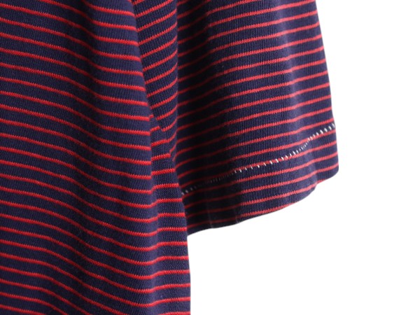 70s カレッジ プリント ボーダー 半袖 Tシャツ メンズ XL 程 古着 ヴィンテージ ワンポイント シングルステッチ モックネック 大きいサイズ