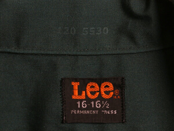 70s USA製 リー 半袖 ワーク シャツ メンズ L 程/ ヴィンテージ 黒タグ 半袖シャツ ポケット付き シワになりにくい 無地 シンプル グリーン