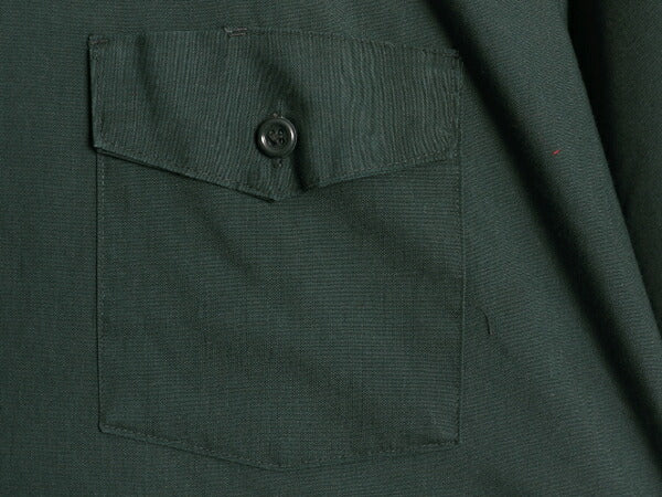 70s USA製 リー 半袖 ワーク シャツ メンズ L 程/ ヴィンテージ 黒タグ 半袖シャツ ポケット付き シワになりにくい 無地 シンプル グリーン