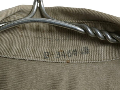 50s 米軍実物 US ARMY 長袖 オフィサー シャツ メンズ L 程 マチ付き ヴィンテージ コットン チノ アーミー ミリタリー 無地 ベージュ 軍物