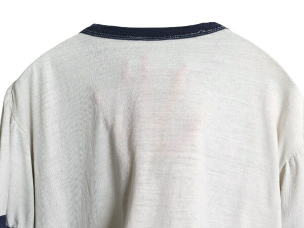 80s YALE カレッジ 染込み プリント リンガー Tシャツ メンズ レディース S 程 ヴィンテージ ショート丈 ツートン ワンポイント カットソー