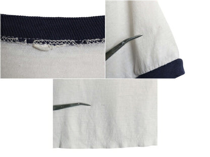 80s YALE カレッジ 染込み プリント リンガー Tシャツ メンズ レディース S 程 ヴィンテージ ショート丈 ツートン ワンポイント カットソー