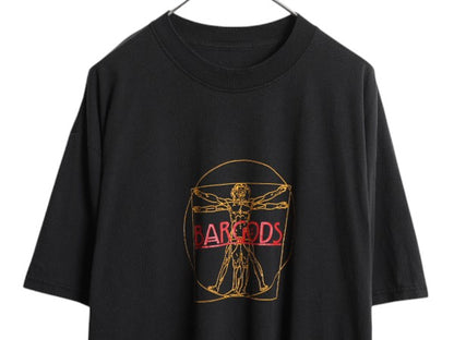 00s アート 両面 プリント Tシャツ メンズ XL 程 オールド グラフィック ヘビーウェイト 大きいサイズ レオナルド ダヴィンチ パロディ 黒