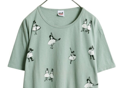 00s バレリーナ 総柄 アート イラスト プリント Tシャツ メンズ レディース L / 古着 オールド グラフィック ヘビーウェイト バレエ 踊り子