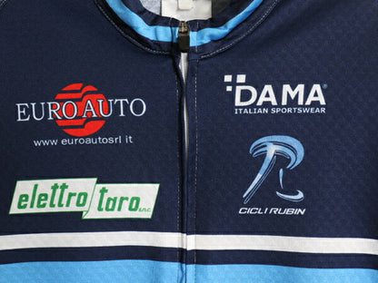 イタリア製 DAMA フルジップ 半袖 サイクル ジャージ メンズ L / 古着 サイクルウェア 自転車 サイクリング スポンサー ロゴ 企業 チーム