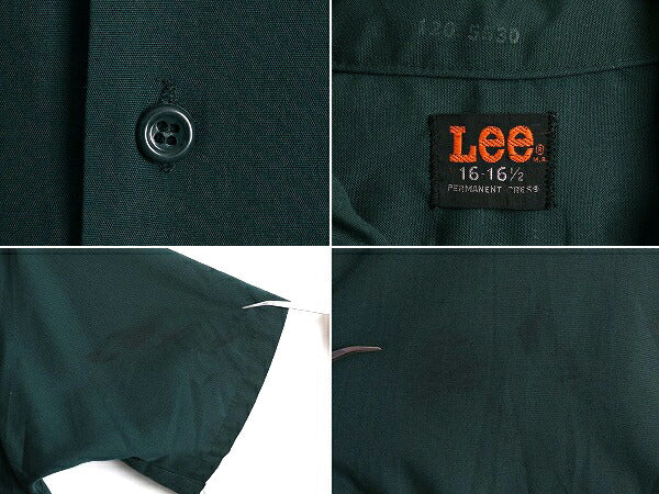 70s USA製 ■ リー 半袖 ワーク シャツ メンズ L 程 / 70年代 LEE ビンテージ 無地 ポケット付き 半袖シャツ ノーアイロン PERMANENT PRESS