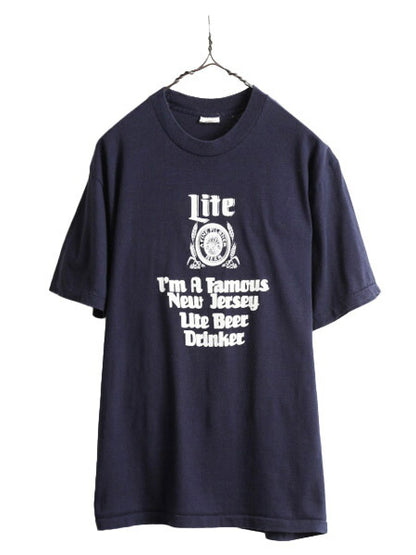 80s USA製 ■ ビール イラスト ジョーク プリント 半袖 Tシャツ XL 小さめ メンズ M 程/ 古着 80年代 ビンテージ 企業物 シングルステッチ