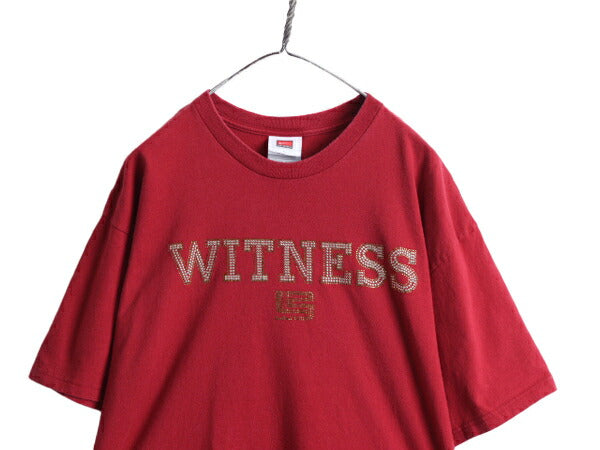 00s オールド ■ ナイキ x レブロン ジェームス ラメ スタッズ プリント 半袖 Tシャツ L / 00年代 NIKE NBA Lebron James Witness バスケ