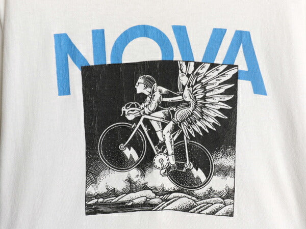 80s USA製 アート イラスト プリント Tシャツ メンズ L 白 古着 ヴィンテージ 自転車 グラフィック メッセージ シングルステッチ ホワイト
