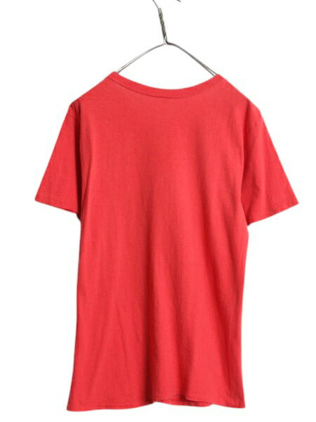70s USA製 カレッジ 染込み プリント Tシャツ XL 小さめ メンズ レディース M 程 ヴィンテージ シングルステッチ イラスト グラフィック 赤