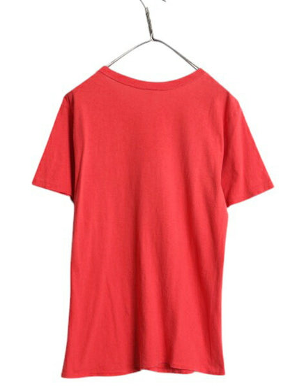 70s USA製 カレッジ 染込み プリント Tシャツ XL 小さめ メンズ レディース M 程 ヴィンテージ シングルステッチ イラスト グラフィック 赤