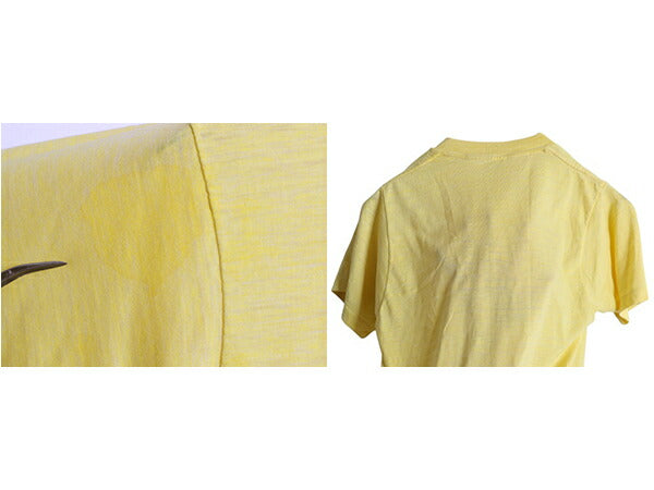 70s USA製 キャラキター 染込み プリント Tシャツ S 小さめ メンズ レディース XS 程 ヴィンテージ ネイティブ カレッジ イラスト イエロー