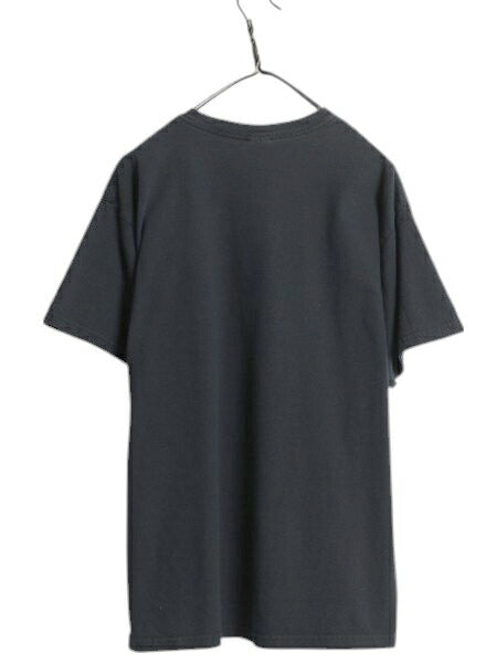 00s コウモリ イラスト アート プリント Tシャツ メンズ L / 古着 オールド アニマル グラフィック ヘビーウェイト カットソー コットン 黒