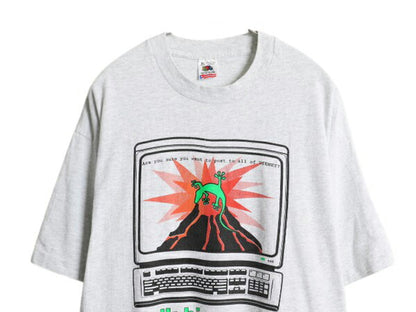 90s USA製 メッセージ イラスト プリント Tシャツ メンズ XL 古着 オールド 大きいサイズ グラフィック シングルステッチ ヘビーウェイト