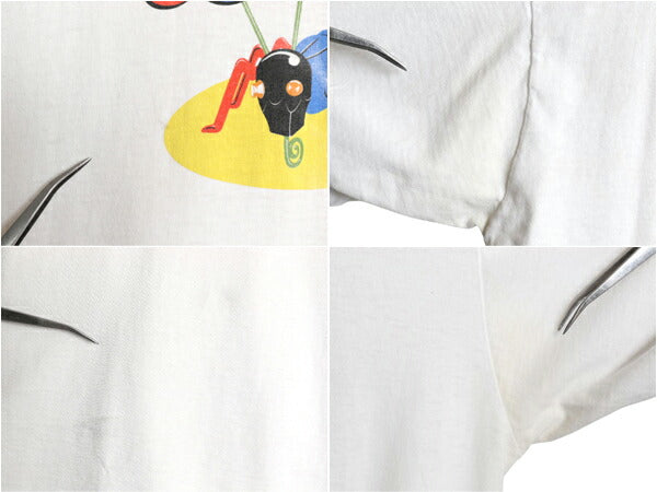 90s 企業物 イラスト プリント リンガー Tシャツ メンズ L 古着 オールド シングルステッチ ツートン グラフィック キャラクター 当時物 白