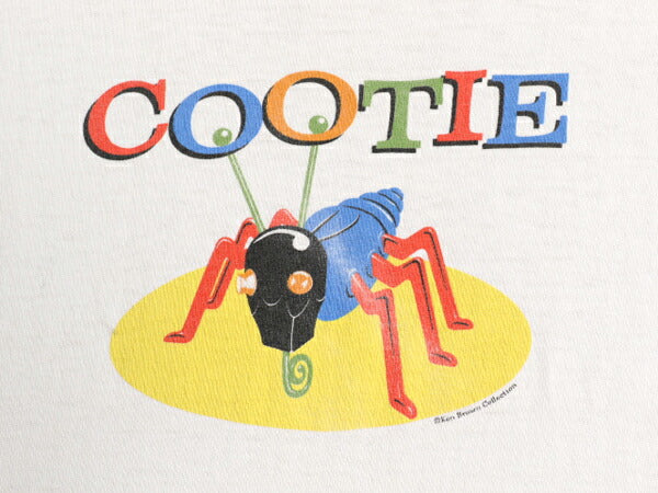 90s 企業物 イラスト プリント リンガー Tシャツ メンズ L 古着 オールド シングルステッチ ツートン グラフィック キャラクター 当時物 白