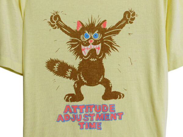 80s USA製 ネコ キャラクター イラスト プリント Tシャツ メンズ XS レディース S / ヴィンテージ アニマル メッセージ シングルステッチ